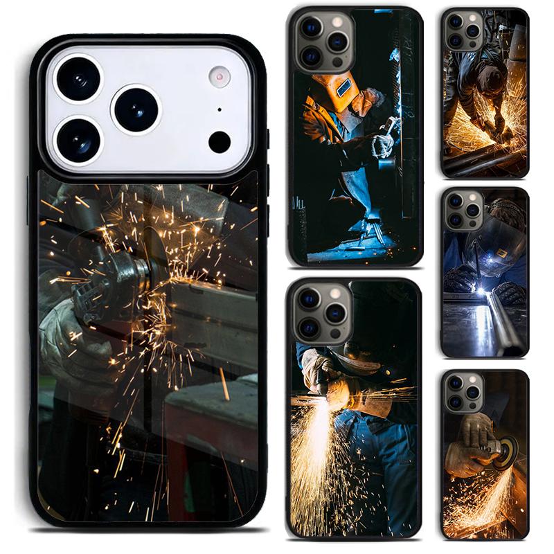 Welder Welding Hot Metal Worker Phone Case For iPhone 17,16e,15,14,13,12,11,Mini,Pro,MAX soft Silicone Cover