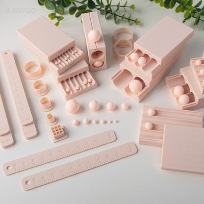 4-20mm Soft Ceramic Round Ball Rolling Mold Kit with Measuring Thickness Ruler Handmade DIY Jewelry Earring Polymer Clay Mould