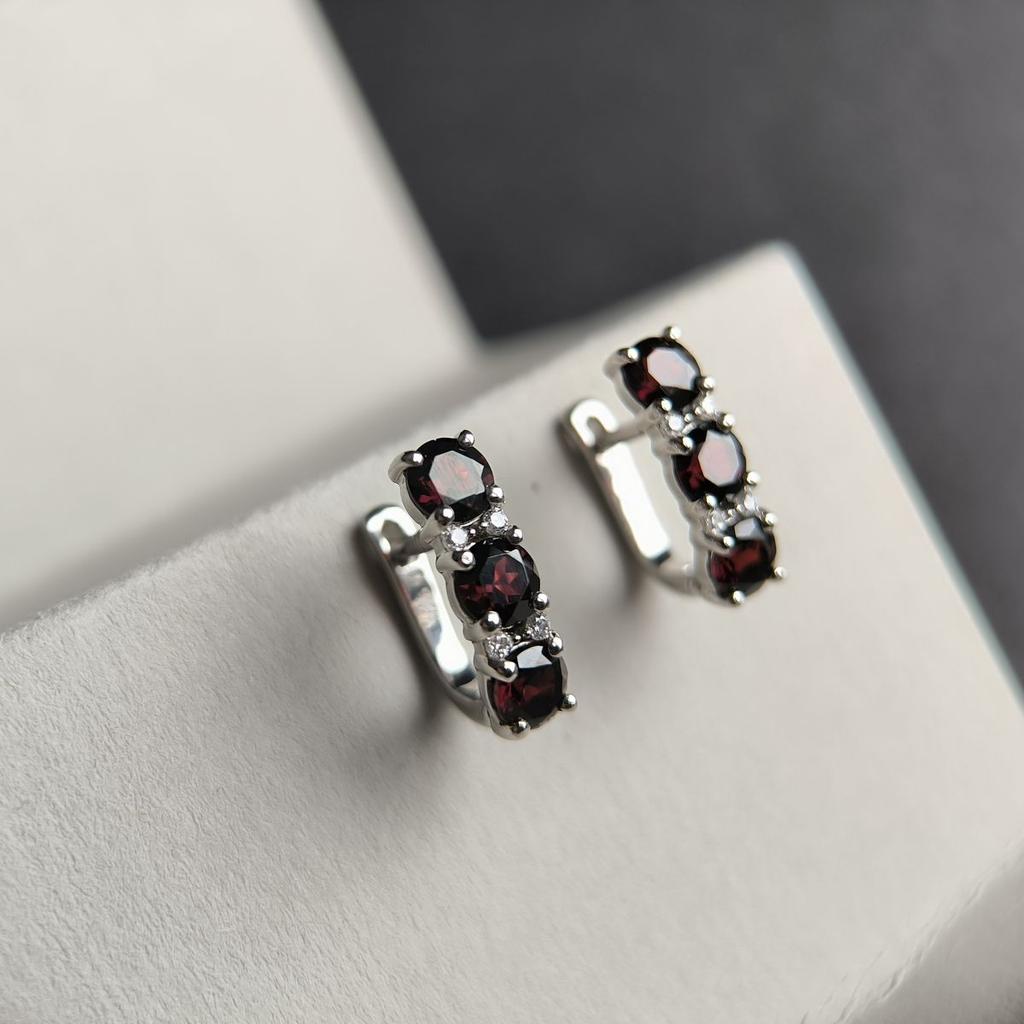 Серебряные серьги с натуральным гранатом 3.74ct (2181958)