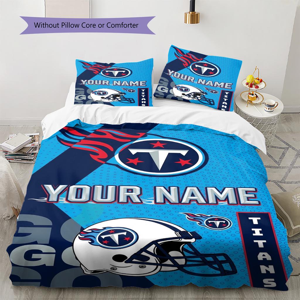 Name Individuell Tennessee Titans Logo Muster Bettwäsche Set Bettbezug Kissenbezug Heimdeko Geschenk (1 Bettbezug + 2 Kissenbezüge, ohne Füllung)