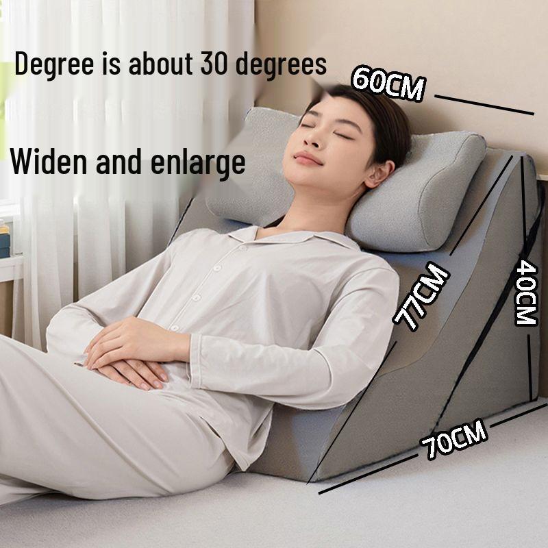 Removable Washable Linen Triangular Cushion for Elderly High-Density Anti-Reflux Bedside Backrest