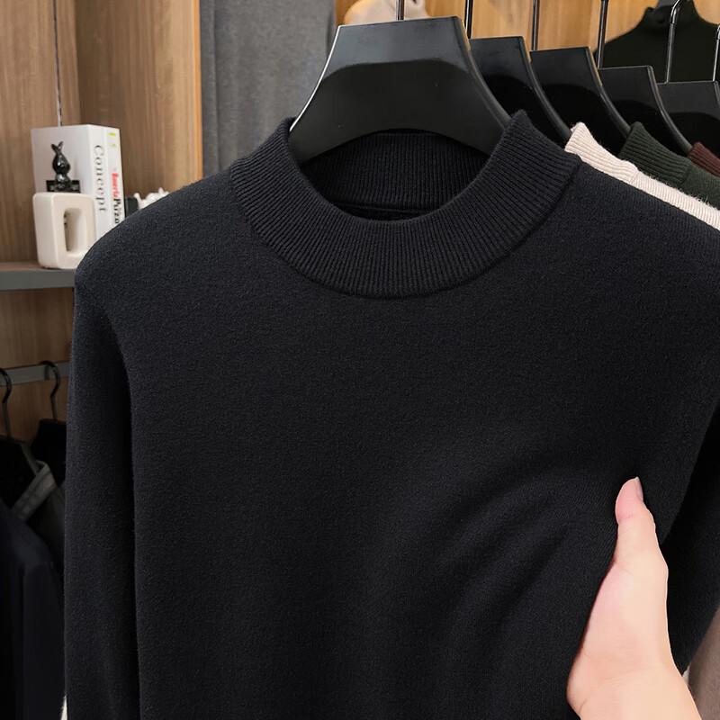 Yiliteng Men's Fleece Lined Crew Neck Sweater