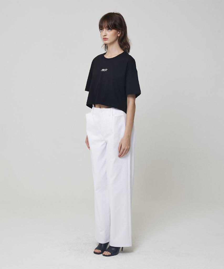 Meuameu Pin Tuck Wide Denim Pants