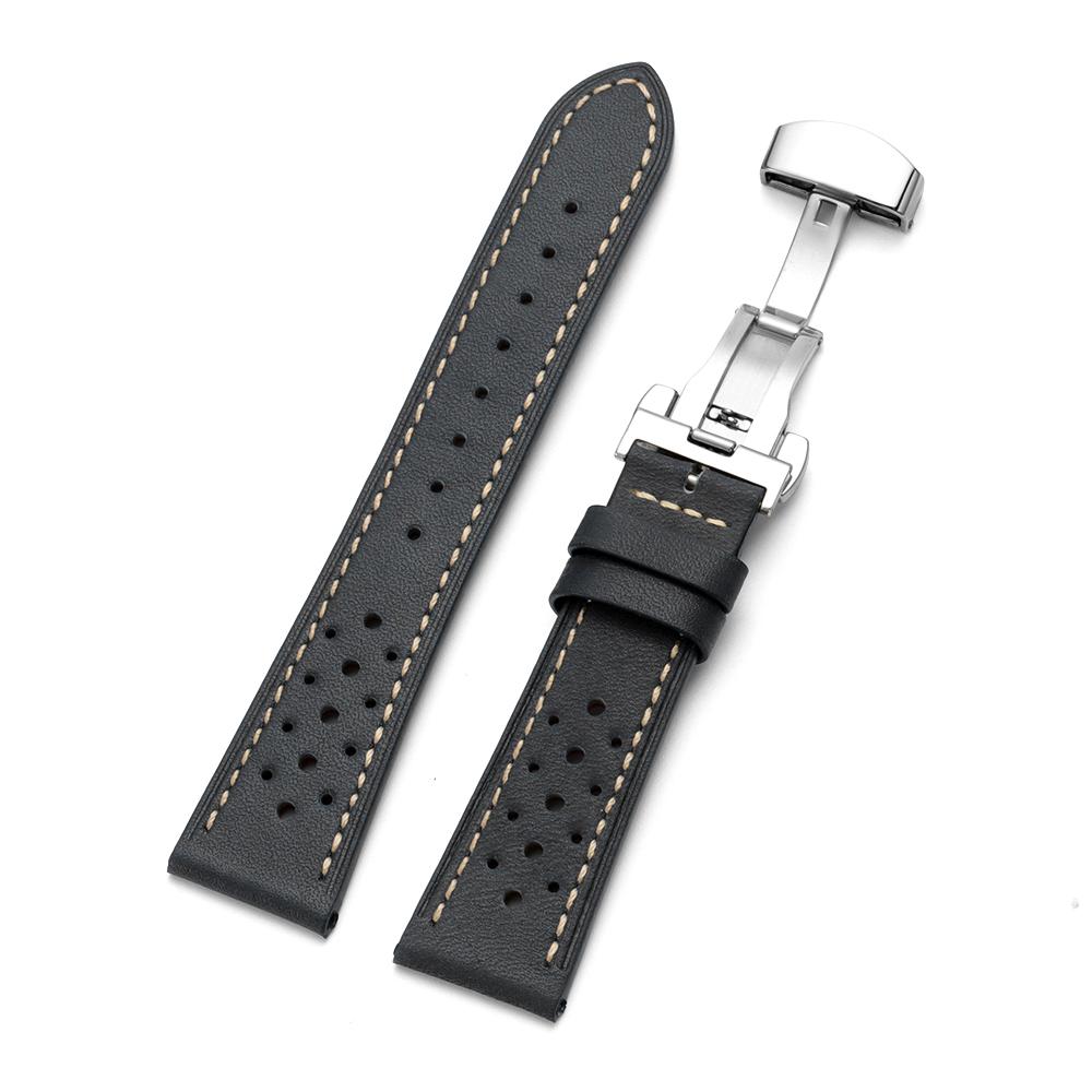 

Винтажный ремешок для часов из коровьей кожи 20 мм 22 мм для Samsung Watch 7/6/5, пряжка-бабочка, коричневый дышащий браслет для Omega для Seiko 20mm чёрный