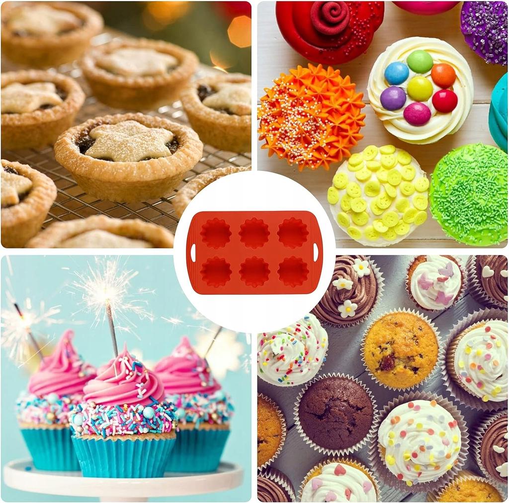 Silicone muffin cupcake mold, set of 3 molds, 18 cupcakes