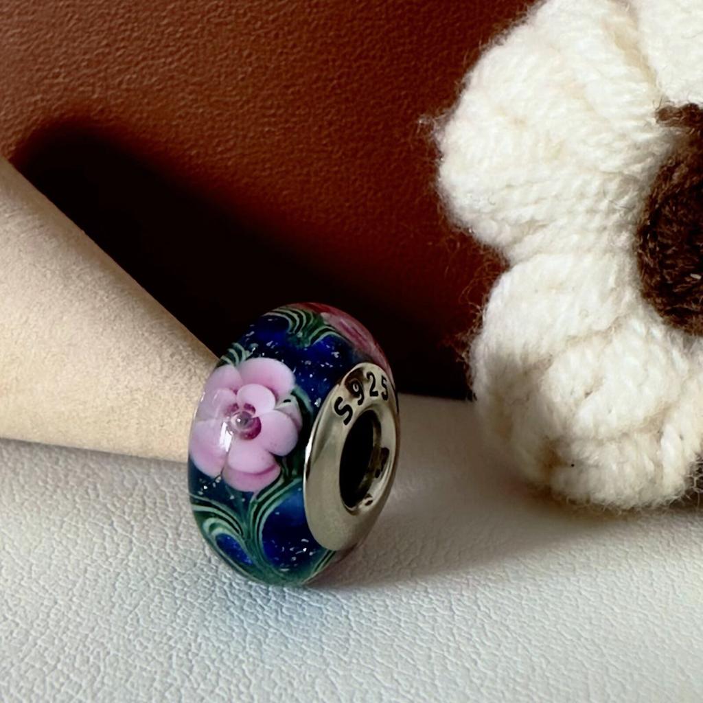 Colorful copper Mini Murano Glass Bead Charms Charm Fits Authentic Bracelets Blue Faceted Murano for Women Necklaces Jewellery