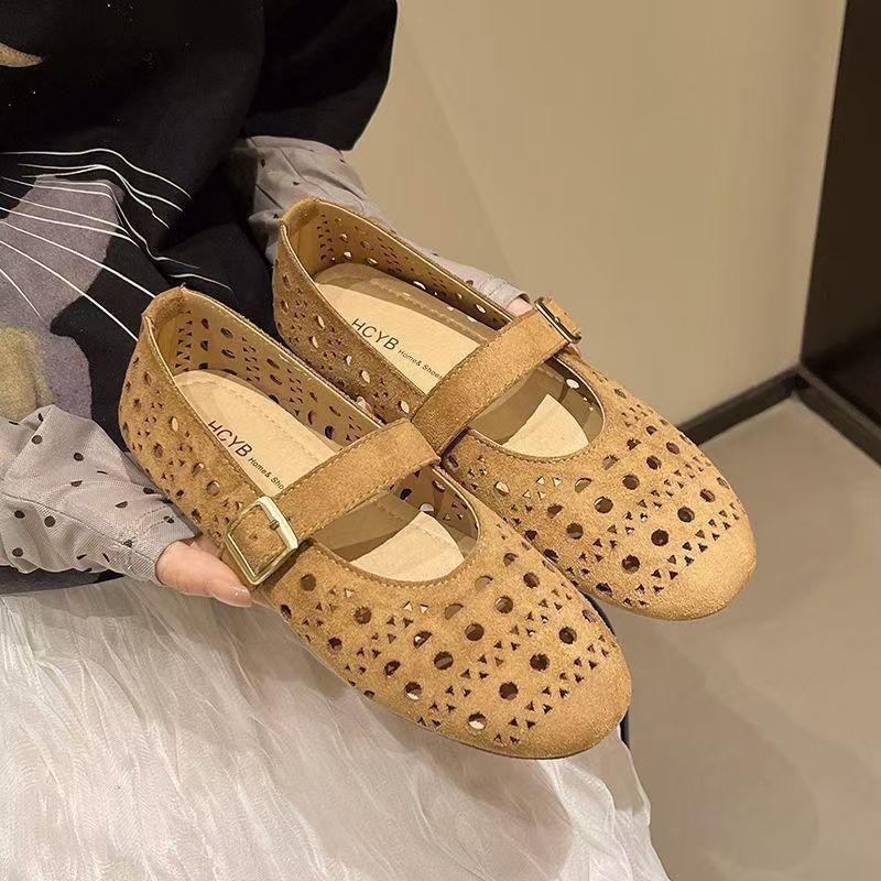 sole heel four seasons daily casual flat heel soft sole hole breathable women's single shoes light and versatile