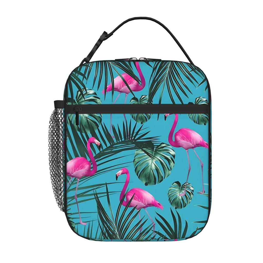 1 Piece Zipper Closure vibrant pink Storage Bag Pocket Flamingo School Lunch Food Box Reusable For Lunch Food Bag
