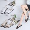 New Summer Women Beaded Pearly Sandals Slippers Shoes Ladies Flats Sandals Flip Flop Casual Flat Slingback Sandals Shoes 2025