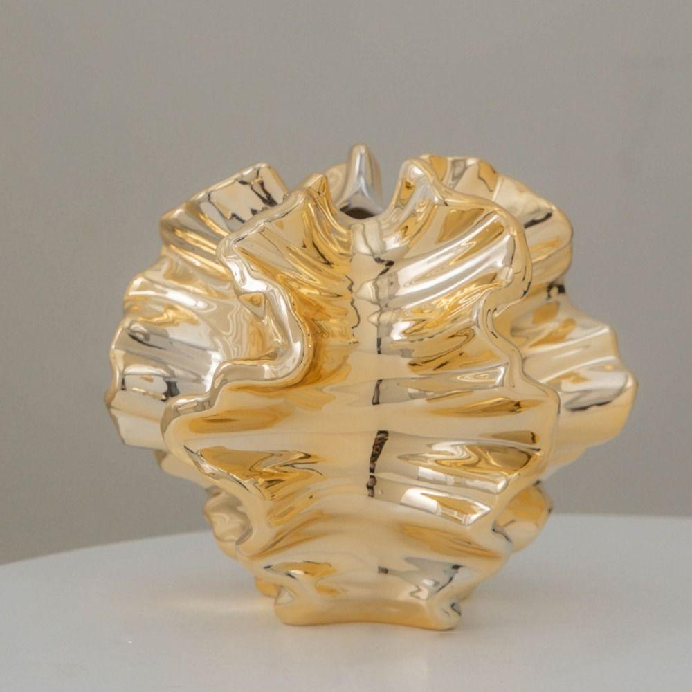 Matte Texture Geometric Wavy Vase Fashion Ceramic Vase Hydroponics Flower Vase  Home Accessories