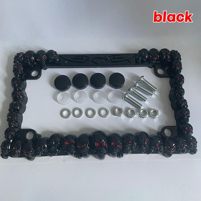Skull Motorcycle License Plate Frame Gothic  Motorcycle License Plate Holder Creative Metal Frame for Motor Vehicle Decor