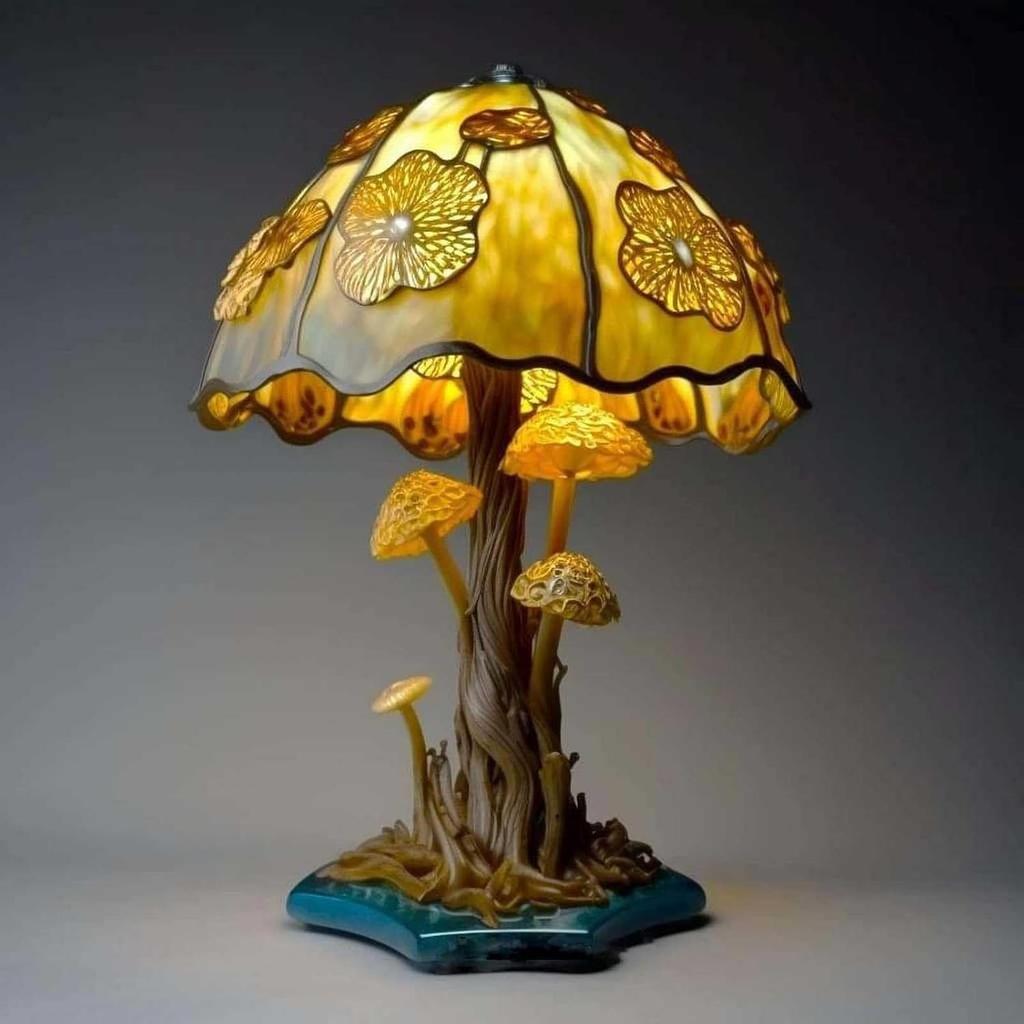 Mushroom Table Lamp, Bedside Table Lamp, 5.9In Bohemian Night Light, Painting Mushroom Table Lamp, Christmas Decoration Bedroom Living Room Home