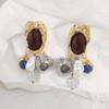 Retro Luxuriou Necklace Earrings Set Bohemian Resin Gemstone Beaded Jewelry For Women Party Gift