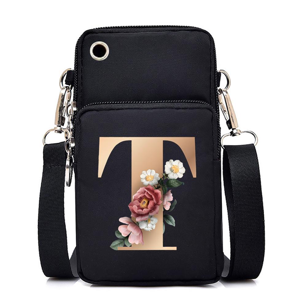 26 letter printed change bag, mobile phone bag to map, light to carry multi-function messenger bag