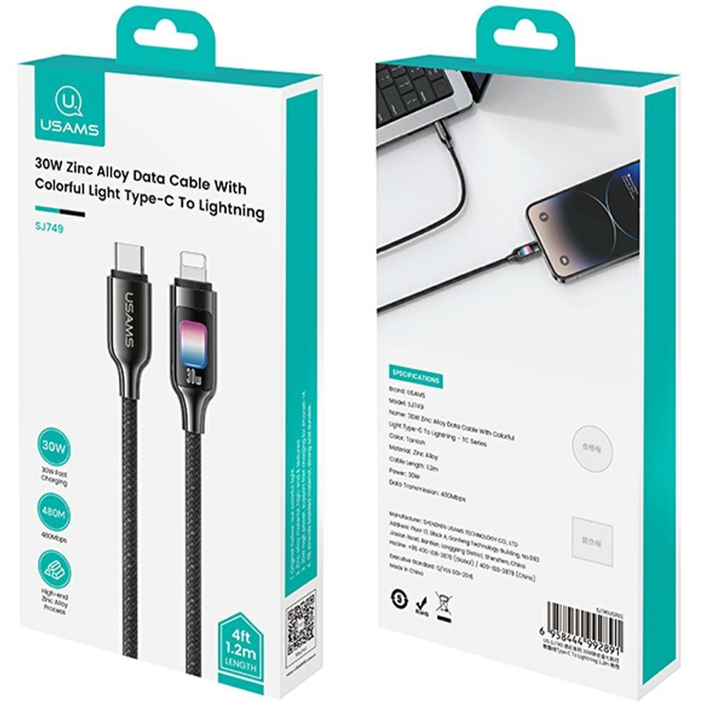 Kabel USB-C do Lightning USAMS 1,2m Szybkie ładowanie Tytanowy