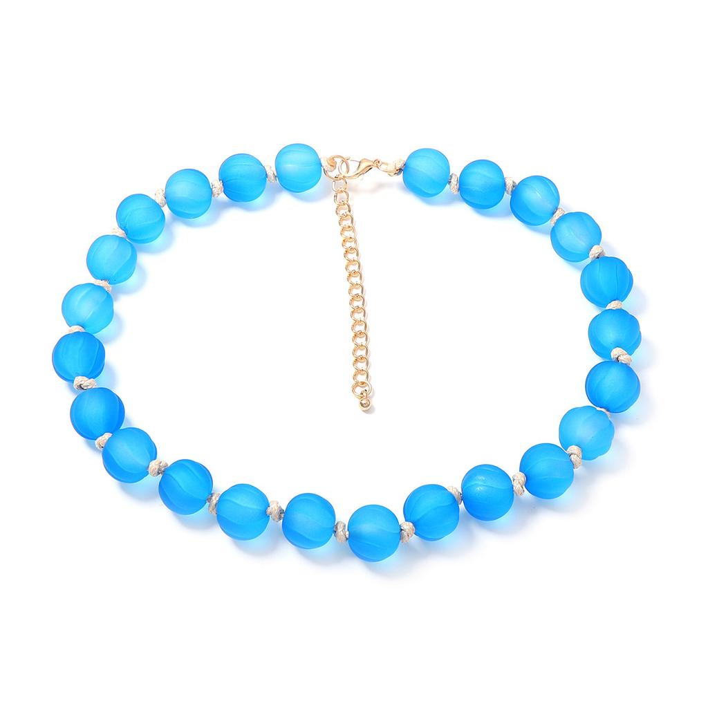 Fashion Dopamine Multi-color Optional Matte Round Beaded Necklace Vitality Fresh Holiday Atmosphere Women's