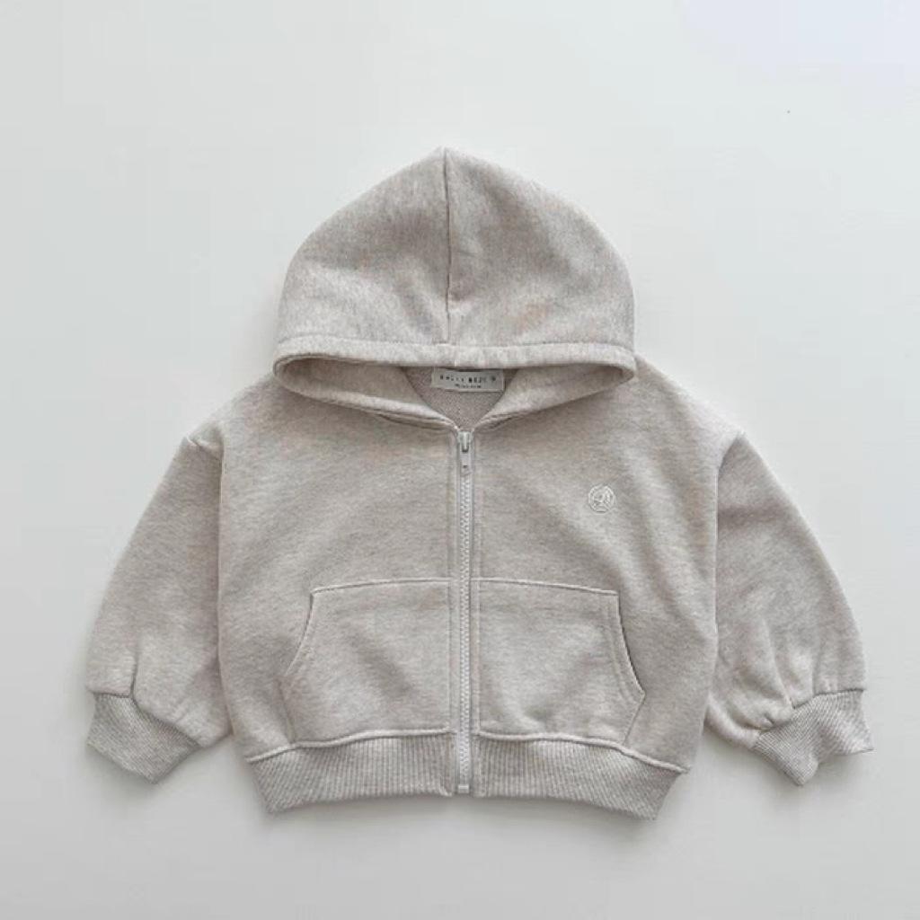 Kids' Autumn Korean Sweater Set: Zipper Cardigan & Hooded Trousers for Boys and Girls.