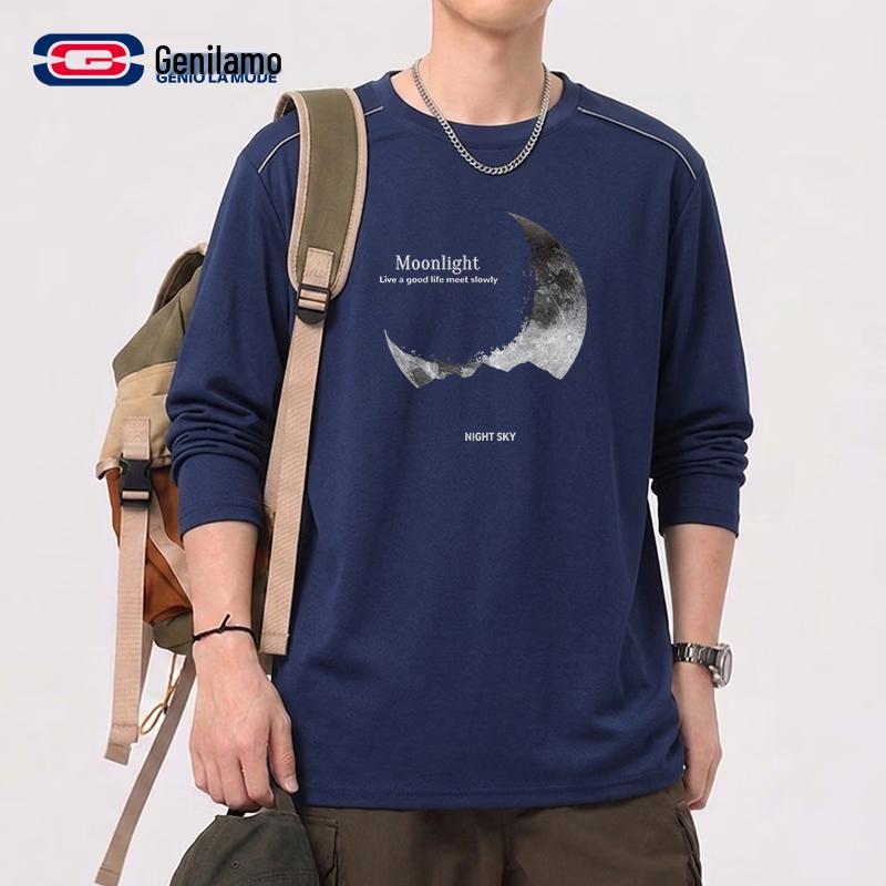 GENIOLAMODE Men's Quick-Dry Color-Block Long-Sleeve T-Shirt