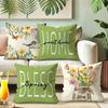Spring Theme Pillow Cover Fresh and Warm Wind Green Bird Floral Print Pillowcase Sofa Chair Cushion Suite Decoration