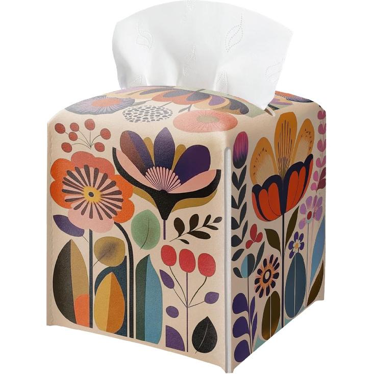 Cat Tissue Box Holder, Nordic Cat Leather Tissue Box Cover Square, Paper Napk Everyday Dispenser Accessories for Bathroom Vanity Countertop Night