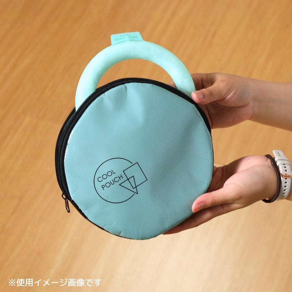 PCM Cooling Neck Ring with Cooling Pouch Set Size Neck Green Outdoor Cooling with Dedicated Case (Large / Ring / Pouch Blue) 28°C