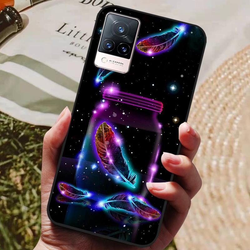 Dla Etui Coque vivo V21e Silikonowe Etui na Telefon z Tylną Pokrywą Dla vivo V21e Etui Miękki Bumper Funda na vivo V2061 V21 e V 21e 6.44" Torba