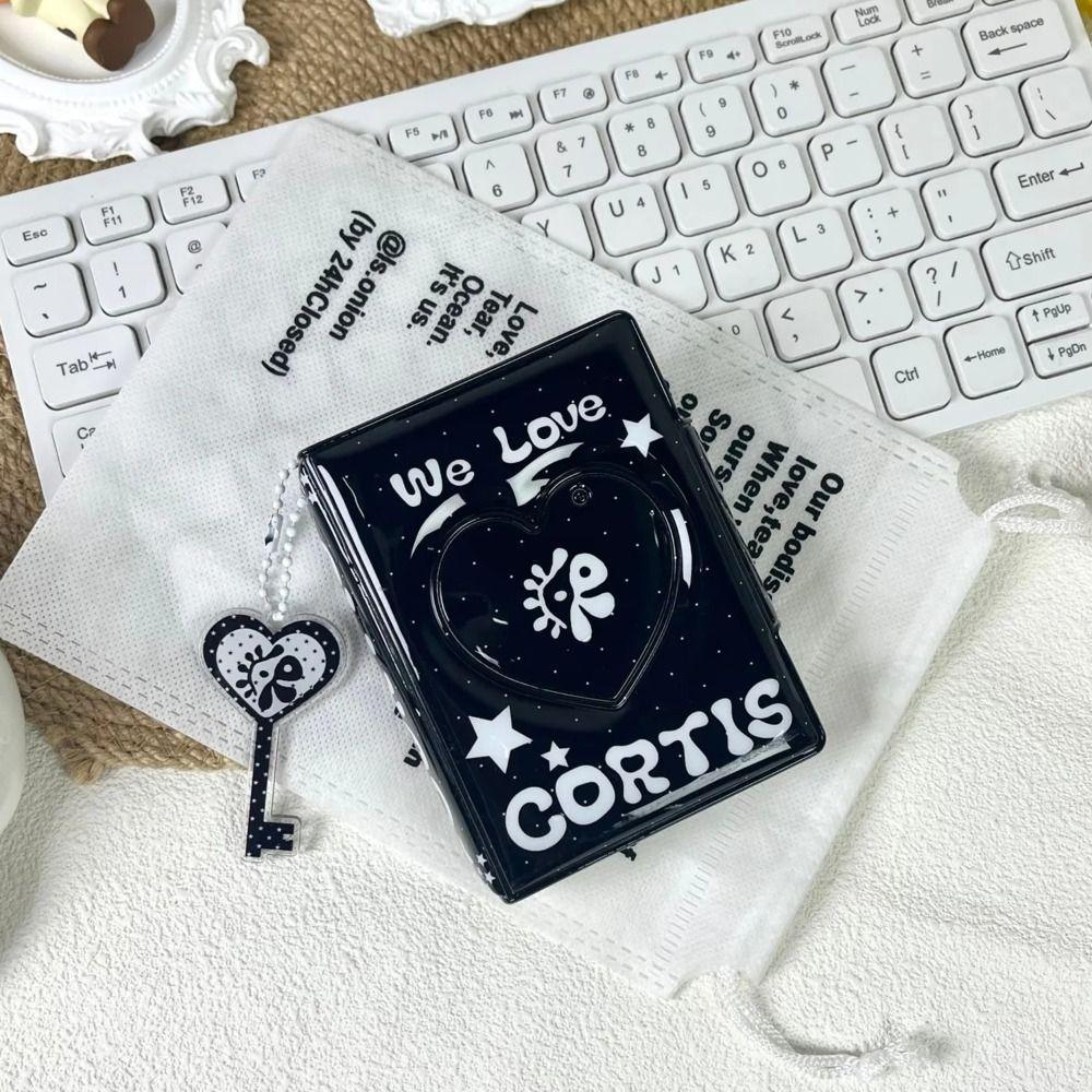 Porte-cartes photo PVC Coréen Noir Cortis 32 Poches Classeur pour Cartes Photo Livre de Collection de Cartes d'Idoles