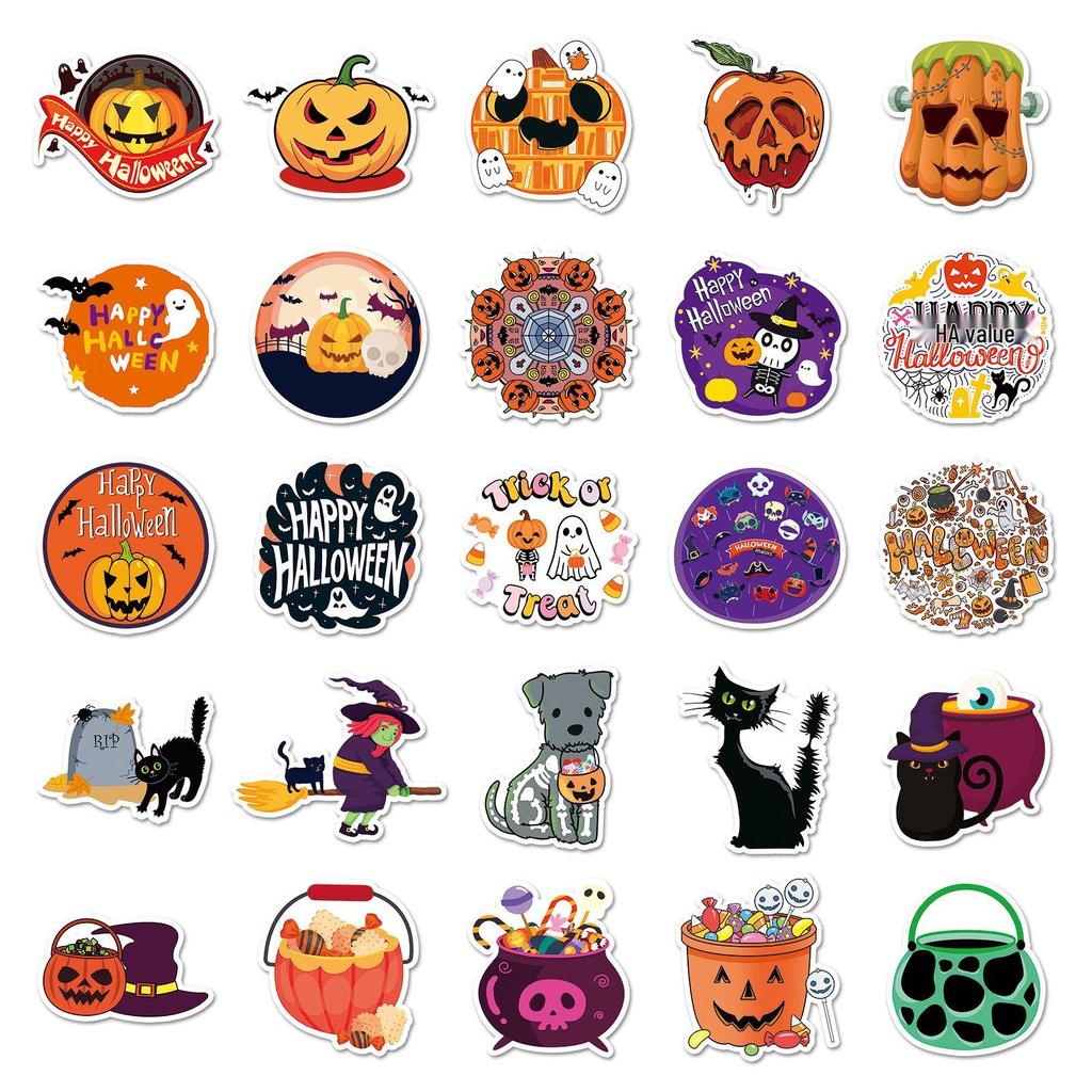 100 Halloween Cartoon Horror Stickers for Journals & Phones