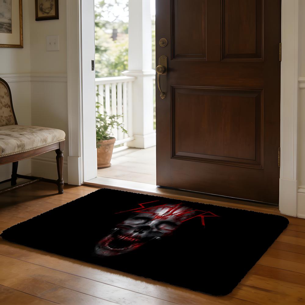 Rock Band SSlayer Floor Mat Soft Flannel Absorbent Mat Non-Slip Rug Home Bedroom Bathroom