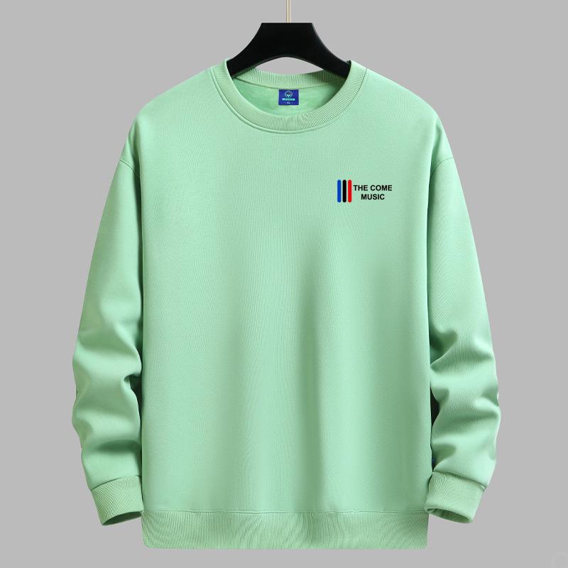 Men's Loose Fit Round Neck Hoodie with Long Sleeves and Velvet Layer, Autumn/Winter Style
