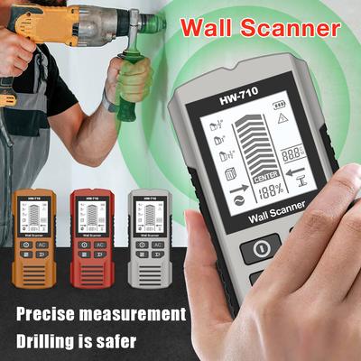 6 In 1 Wall Metal Detector Depth Wall Stud Finder Metal Wood Studs AC Voltage Live Wire Detect Wall Scanner Electric Box Finder