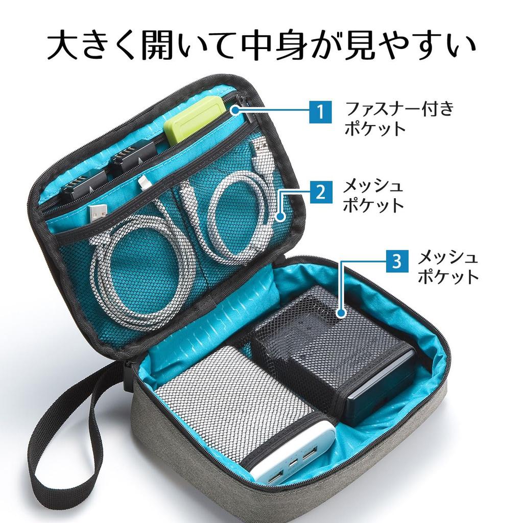 Sanwa Direct Gadget Trip Convenient Storage Pouch, Travel/Business Pouch, Navy, 200-BAGIN005NV