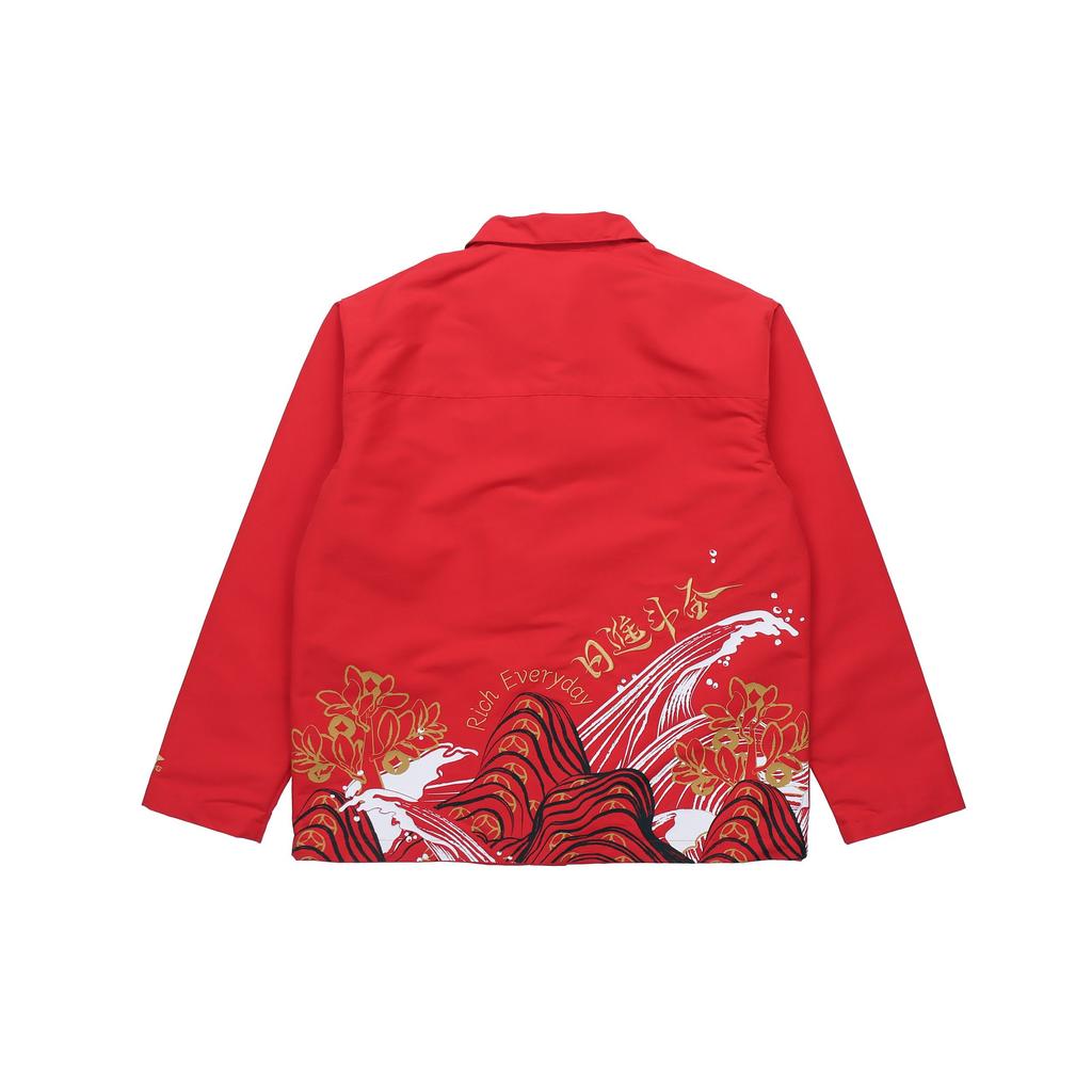 Li Ning Embroidered Pattern Polo Collar Long Sleeve Jacket Men Jacket AFDR015-2