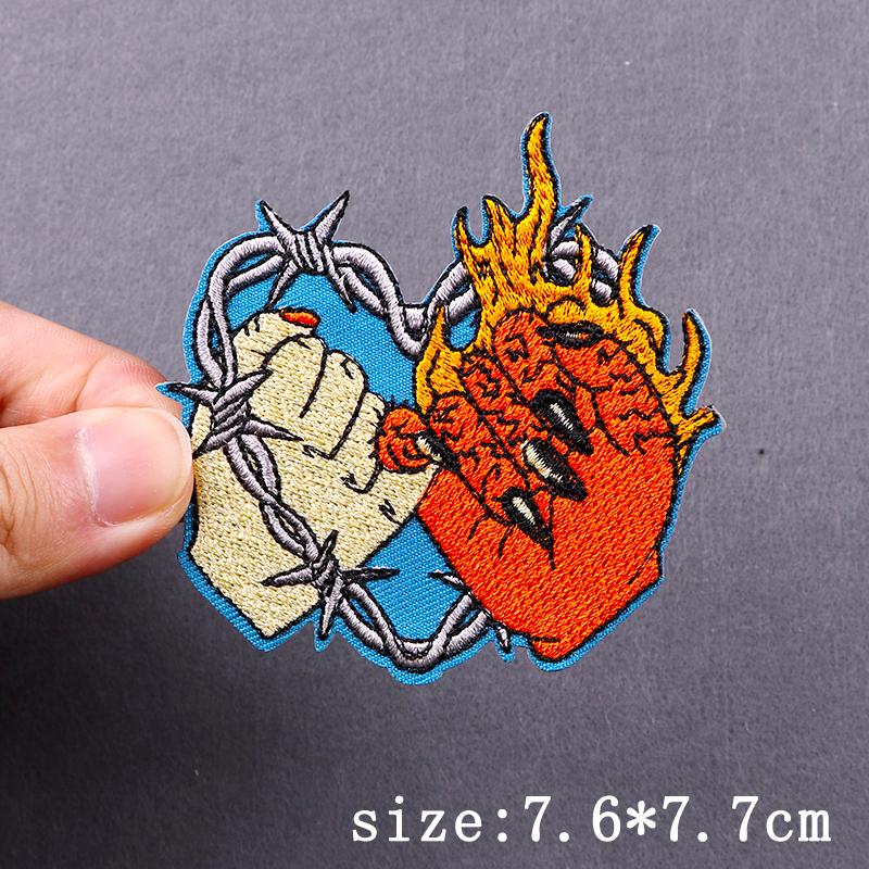 Punk Embroidered Patches For Clothing Demon Devil Patch Iron On Patches For Clothes Hip Hop Sewing/Fusible Patch Stickers Badges