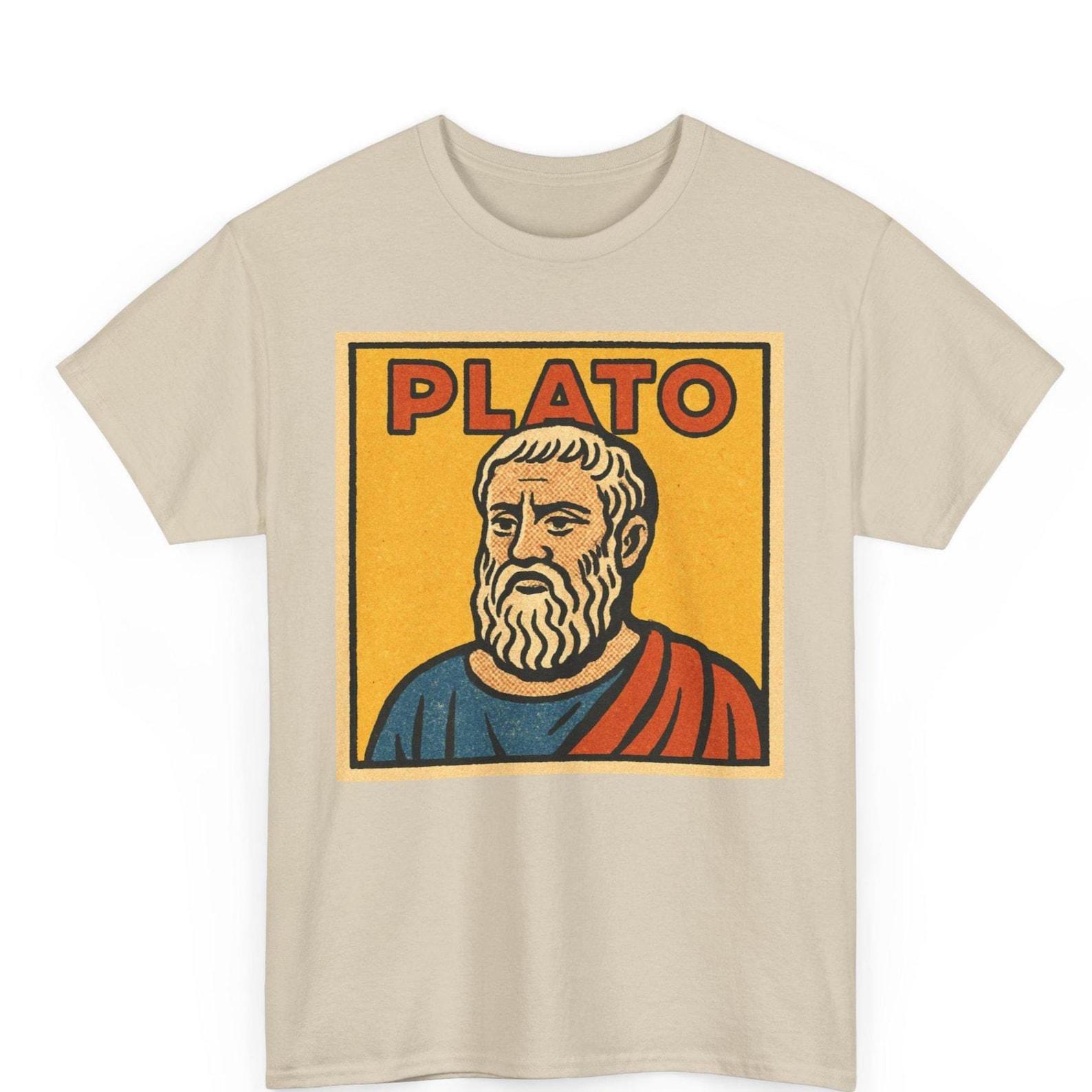 Plato Comic T-Shirt: Retro Greek Philosopher Graphic Tee 2XL