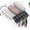1PCS Students School Plaid Canvas Pencil Case Pencil Pen Case Cosmetic Makeup Bag Storage Pouch Purse
