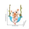 Pig Hammock Ornament Rope Hanger Resin Swing Statue Cute for Garden, Porch, Tree