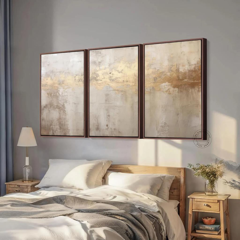 Neutral Gold Foil Abstract Canvas Wall Art – Textured Minimalist Prints for Elegant Modern Home Decor, Ideal Art Lover Gifts