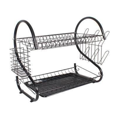 Hot Sale Home Kitchen Storage Rack 2 Tier Dish Rack Rust Resistant S Shape Metal Wire Wesh Drying Dish Rack