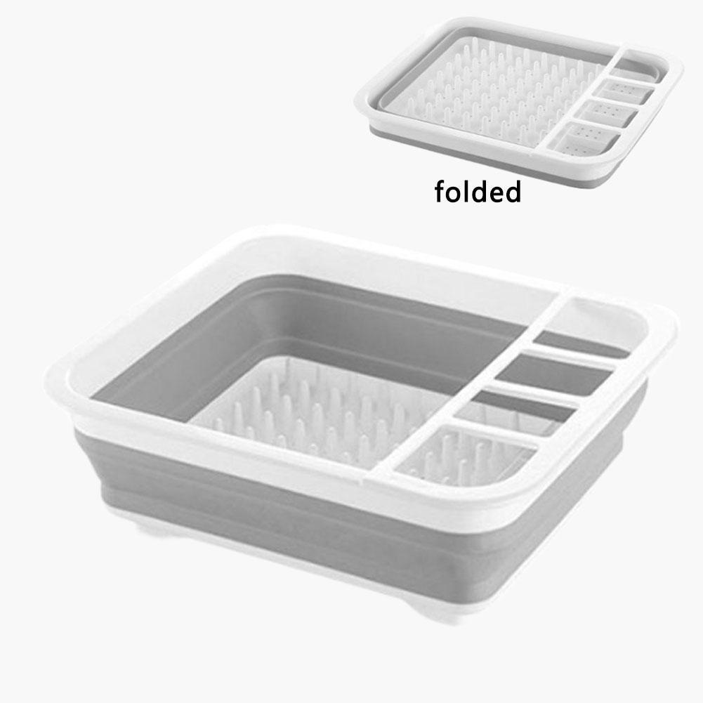Collapsible Dish Drainer Sink Dinnerware Organizer Storage Tray Portable Drying Rack for Kitchen Storage, RV, Camper Van Cutlery