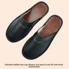 Men Women Closed Toe Leather Slippers, Indoor Warm Leather House Slides For All Seasons Winter Use