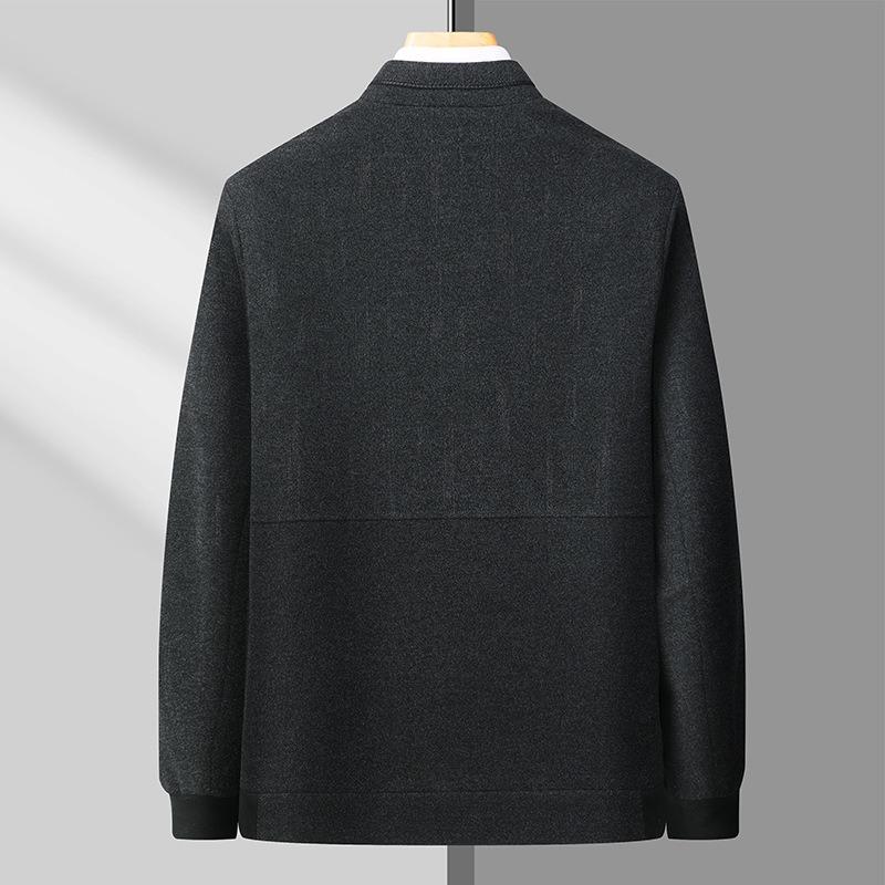 Men's Stand-up Collar Jacket Autumn and Winter New Medium and Light Business Jacket Solid Color Dad Executive Jacket Men's Casual