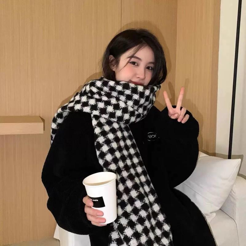 Soft Fuzzy Oversized Scarf Women Winter Warm Thick Acrylic Blend Solid Color Plush Neck Wrap
