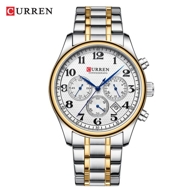 CURREN 8466 Men's Multifunctional Steel Chronograph Quartz Watch