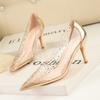 Fashion 2025 Spring New Shallow Mouth High-heeled Shoes Women's Slender Heel Pointed Crystal Pumps Rhinestone Banquet Wedding Shoes