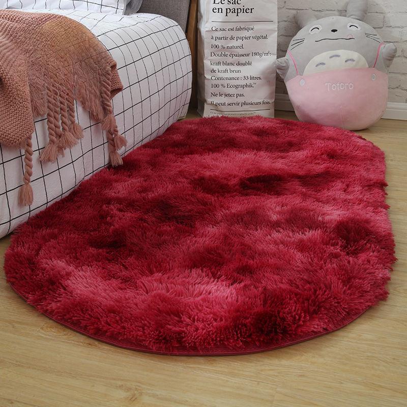 Oval Fluffy Carpet Shaggy Rug Bedside Mat Cute Colorful Living Room Rug Long Hair Carpet Home Decoration