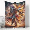 Vibrant Native American-Inspired Print Fleece Blanket - Soft, Cozy Throw with Colorful Feather Patterns for Sofa, Home Leisure, Office Nap, Camping &