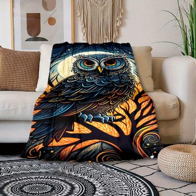 1 Manta con Estampado de Búho, Manta Suave y Cálida para Siesta, para Sofá, Sillón, Oficina, Cama, Camping, Viaje