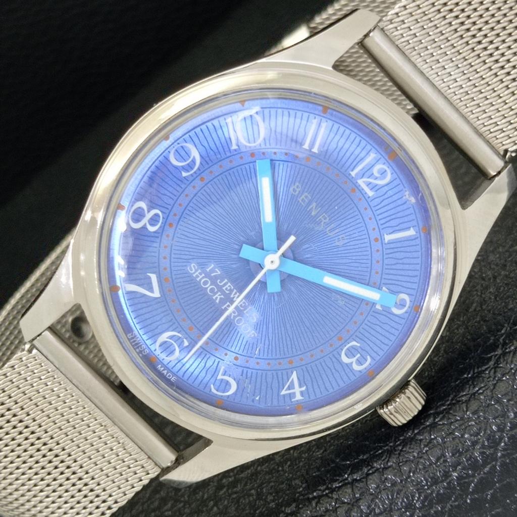 

ШВЕЙЦАРСКИЕ ВИНТАЖНЫЕ ЧАСЫ BENRUS С РУЧНЫМ ЗАВОДОМ, МУЖСКИЕ, С ЦИФЕРБЛАТОМ СИНЕГО ЦВЕТА, a500449-2 R151c-a500449