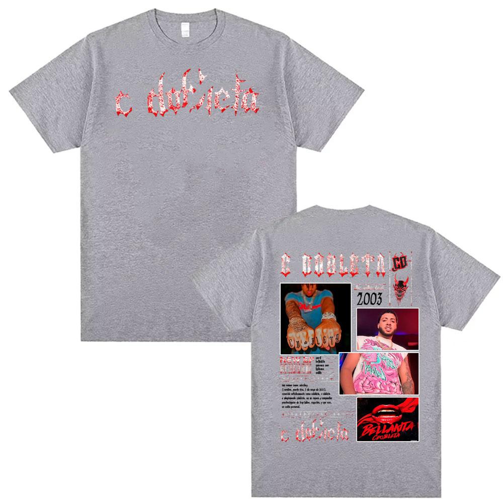 Rapper C Dobleta Album Tour Merch T Shirts Mens Clothing Retro Hip Hop Summer Tshirt Unisex Oversized High Quality TShirt Tops